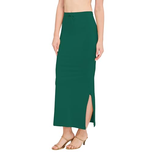 Image of DESI GIRL Cotton Lycra Stretchable Saree Shapewear Petticoat with Drawstring for Women | Fishcut Saree Petticoat with Side Slit for Easy Movement | Saree Shaper | Long inskirt
