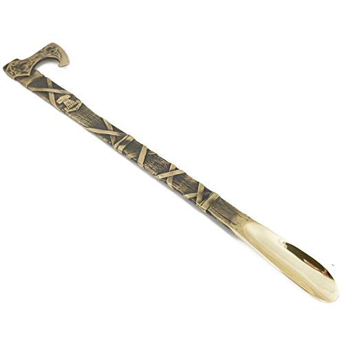 Solid brass shoehorn Scandinavian Ax, Ragnar Lothbrok battle Viking axe long metal shoe horn