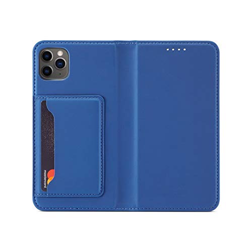 Étui en cuir iPhone 13 Pro Max USUASI bleu au raffinement unique et finitions premium