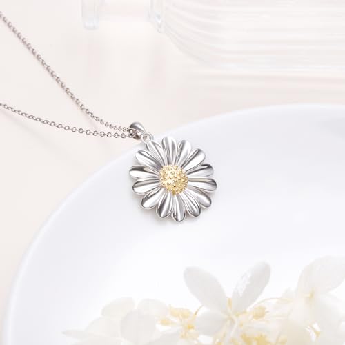 S925 Sterling Silver Floral Jewellery Flower Pendant Necklace for Women Birthday Gift2