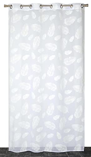 Atout Ciel Leaf Print Eyelet Net Curtain 140 x 240 cm White, W 55.1" x L 94.5" (1 Panels) - Image 2