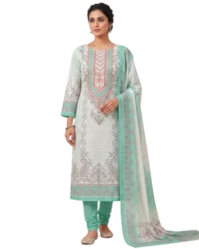 Image of KTI Women Floral Printed Cotton Suit for Women Unstitched - 2.5m Ethnic Salwar Suit Dress Material