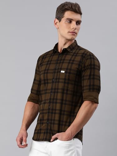 Image of Majestic Man Men Small Checkered Slim Fit Cotton Casual Shirt