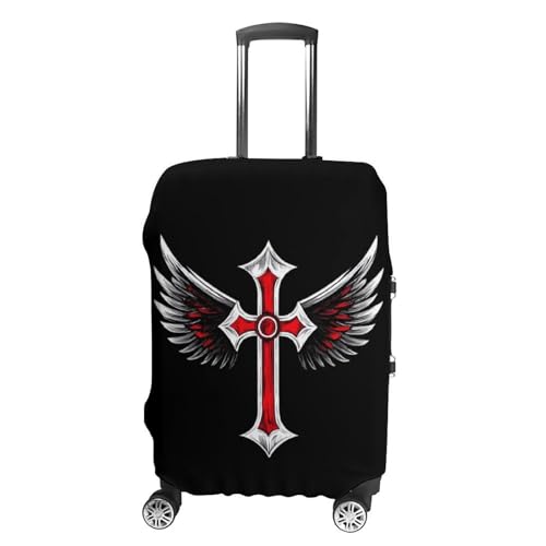 Gothic Crosses Wings Travel Luggage Cover for Suitcase 19-32 Inches Elastic Washable Baggage Protector