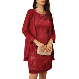 GRACE KARIN Women’s Sequin Dress Wedding Guest Dresses Mother of The Bride Dresses Formal Dress Two Piece Dress Knee Length