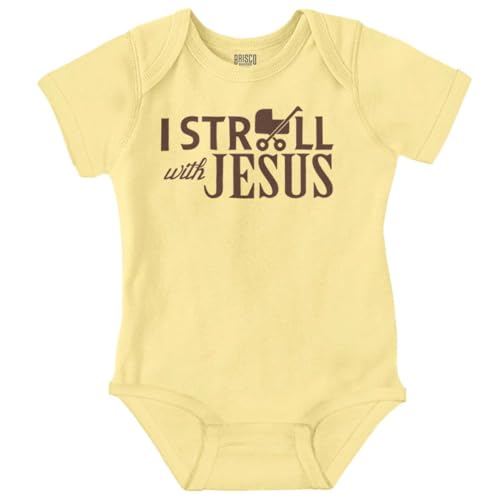 Image of Brisco Brands I Stroll Jesus Christian Religious Baby Romper Boys or Girls