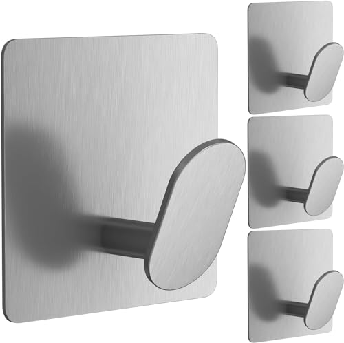 Ganchos adhesivos resistentes, gancho de pared autoadhesivo de acero inoxidable SUS 304, ganchos de toalla adhesivos para cocina y baño, ganchos impermeables para colgar llaves, sombreros y abrigos