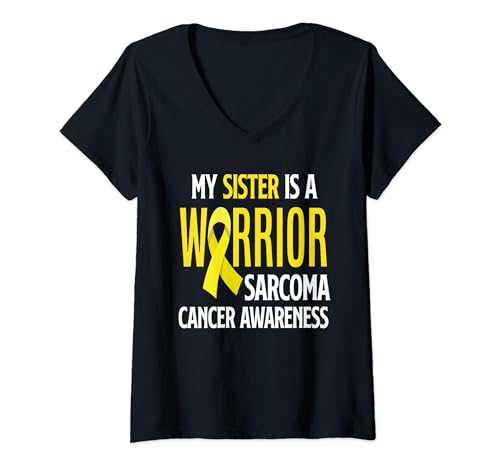Femme My Sister Is A Warrior Sarcome Cancer Awareness T-Shirt avec Col en V