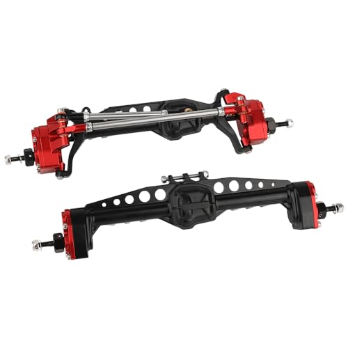 Pothyes CNC Metal Front and Rear Portal Axles for 1/10 RC Crawler Car Axial SCX10 III AXI03006 AXI03007 Wrangler JL AR45 Axle Upgrade Part (red)