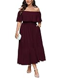 SCOMCHIC Womens Plus Size Wedding Guest Cocktail Dresses Burgundy