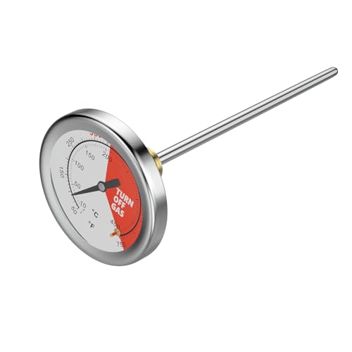Turkey Meat Thermometer, Stainless Steel Instant Read BBQ Thermometer with 6" Long Probe, Large 2" Dial, Grill Heat Indicator for Baking, Temp Gauge for Turkey&Wood Charcoal Grill Pit, KAMADO, 1Pack