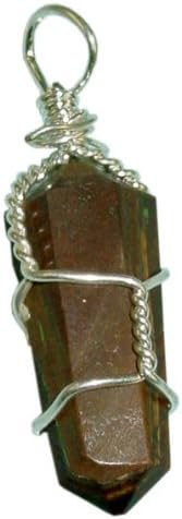 1.5” Wire Wrapped Gemstone Pendant-Tiger Eye Quartz
