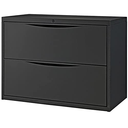 Global Industrial 36" W Premium Lateral File Cabinet, 2 Drawer, Black #TOP9