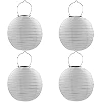 Qedertek Lampions Solar Außen 4 Stück 20cm Solar LED Laterne Wasserdicht Nylon Hängende Gartenlaterne Solar Beleuchtung für Garten, Hof, Terrasse, Hochzeit, Fest Deko (Warmweiß)