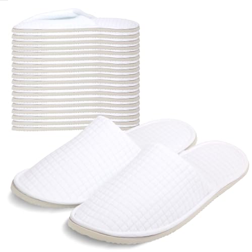 Anmerl 10 pares de pantuflas de spa para hombres y mujeres, antideslizantes, lavables, gruesas, de algodón, desechables, para hotel, invitados, hogar, viajes, White, 6/9 UK Men/ 5/8 UK Women