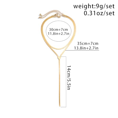 Layered Gold Choker Y Necklaces Statement Accessories for Women Trendy Chunky Silver Long Snake Chain Lariat Necklace Fashion Thick Prom Party Jewelry3