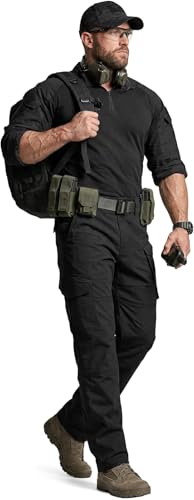 Image of CQR Men's Flex Ripstop Tactical Pants, Water Resistant Stretch Cargo Pants, Lightweight EDC Hiking Work Pants