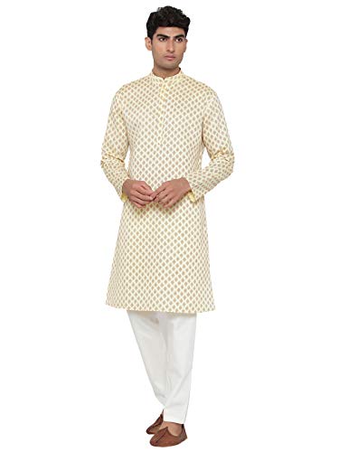 Elina fashion Men's Satin Cotton Kurta Pajama Set Tunic Indian Traditional Festival Kurta Payjama Wear