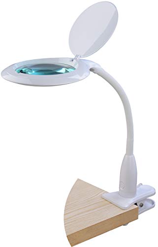 Preisvergleich Produktbild Komerci KML-9101LED-B-C LED Tisch-Lupenleuchte Lupenlampe 5 Dioptrien 125mm Glaslinse 10W mit Dimmer und Klemmfuß Lesehilfe