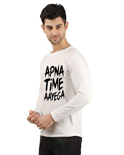 Image of Apna Time Aayega Printed Regular Fit Full Sleeves T-Shirts for Men