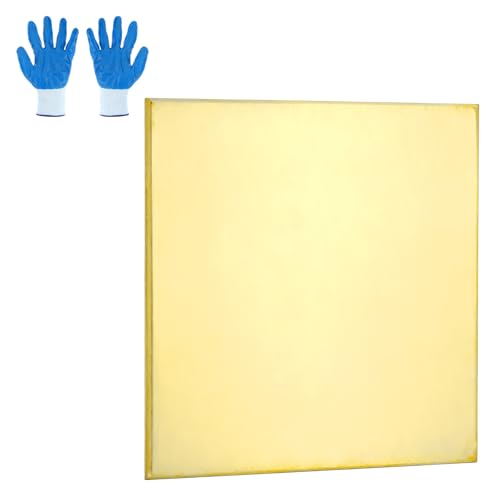 MECCANIXITY Brass Sheet, 4" X 4" 14 Gauge(2mm) Thickness H62 Brass Metal Plates Thin Metal Sheets with Gloves for Craft DIY Model Jewelry Electrical Repair Industrial, Pack of 1, Gold