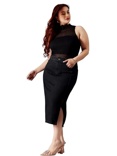 Image of Miss Chase A+ Women's Regular High Rise Above Knee Stretchable Denim Shorts & Skirts