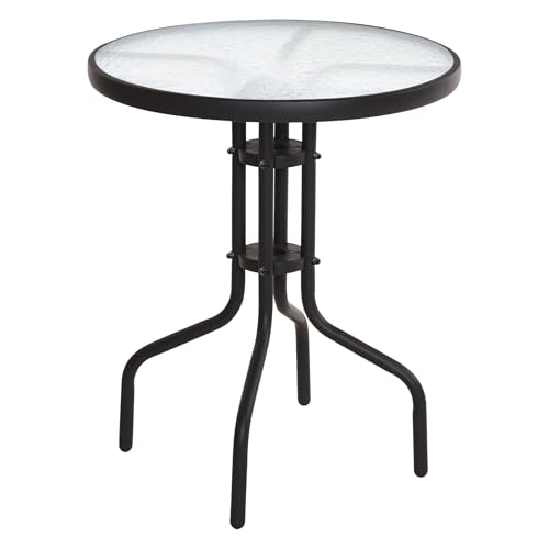 Spetebo Metall Glastisch rund, 70x60 cm, schwarz