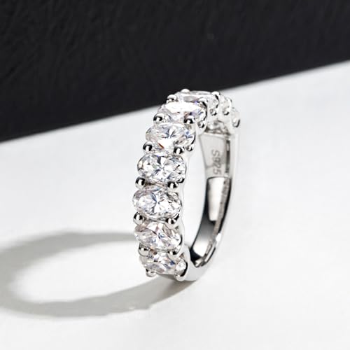 Moissanite Eternity Wedding Band Ring Eight Hearts and Arrows Five Stone/Nine Stone/Round/Emerald/Oval Cut D Color VVS1 Clarity 925 Sterling Silver for Women With Certificate4