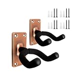 NUALLY Wall Mount Guitar Hanger, Universal Metal Hook Holder with Soft Foam Arms for Acoustic, Electric Guitars, Bass, Ukulele and String Instruments(Bronze,2 pcs)