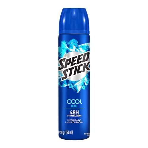Men Speed Stick Antitranspirante Cool Blue en Aerosol 150 ml. Fórmula que Brinda 48 Horas de Protección Contra el Sudor y el Mal Olor. Deja un Agradable Aroma