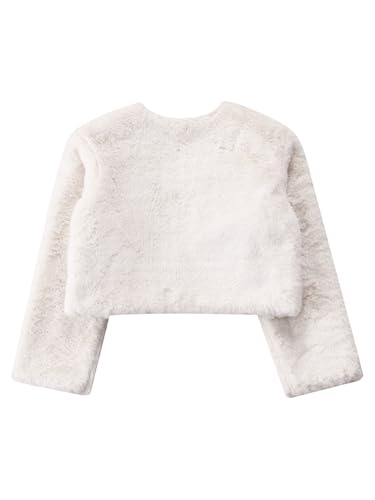 Kids Girls Faux Fur Bolero Shrug Jacket Open Front Cardigan Tops Wedding Party Dress Cover Up4