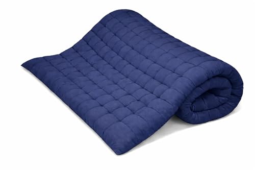 Image of ATOOTFUSION Soft Cotton Quilt | Foldable Light Weight Filled Single Firm Cotton Quilt Mattress| Gadda (Solid Coloured, 2 Sleeping Capacity, 5 x 6 ft or 72 x 60 Inches Queen) (Navy Blue)