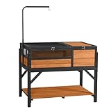 Wooden Tortoise Habitat with Detachable Legs & Adjustable Lamp Holder – Reptile Terrarium for Small Animals