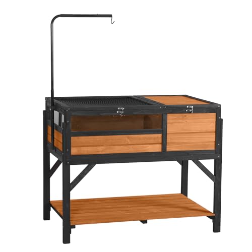 Wooden Tortoise Habitat with Detachable Legs & Adjustable Lamp Holder Reptile Terrarium for Small Animals