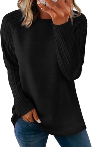 Image of OFEEFAN Long Sleeve Shirts for Womens Fall Fashion 2026 Crewneck Oversized Sweatshirt Tunic Tops to Wear with Leggings