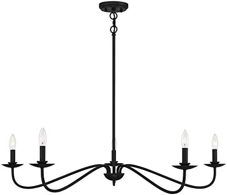 5 Light Chandelier in Mid-Century Modern Style-7 Inches Tall and 42 Inches Wide-Matte Black Finish -Traditional Insta