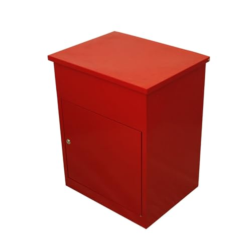 Boîte aux lettres rouge verrouillable à fixer au mur - Grande boîte à lettres d'extérieur - En acier galvanisé résistant aux intempéries - 5 clés -...