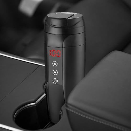 450ML Automóvil calentado para Smart Cup 12V con ajuste de temperatura de pantalla táctil y voltaje dual (negro)