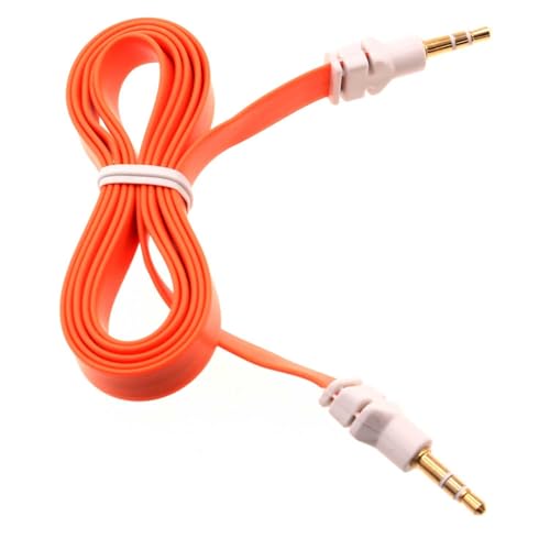 Cable Auxiliar 3.5mm Plano Color Naranja miniatura 1