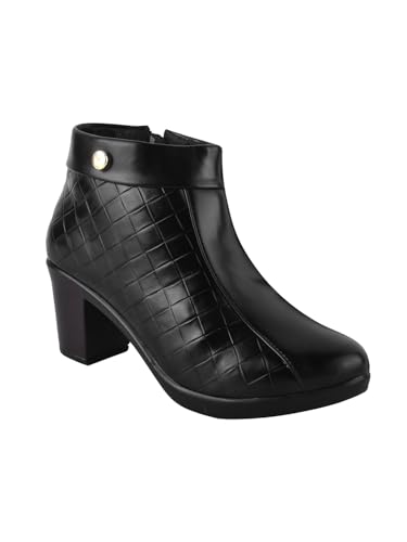 Image of The White Pole and Stylish Block Heel Trendy Casual Boot High Ankle Heel Boots with Zip Look for Womens and Girls