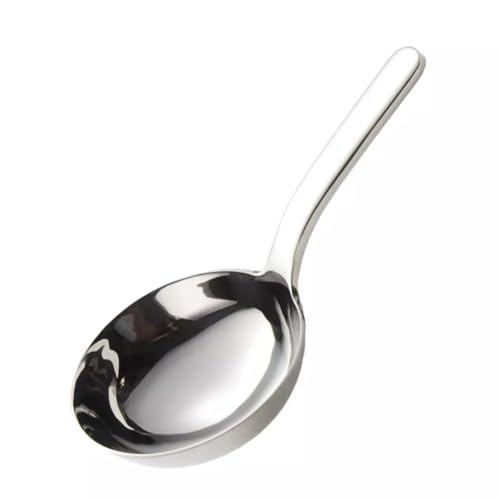 KKU-MIM Stainless Steel Ladle, Korean Style Wide Serving Spoon, 3.25 inch wide, 1 Inch Deep, 7 Inch Length, Mukbang Style, 304 Stainless Steel, 18/10
