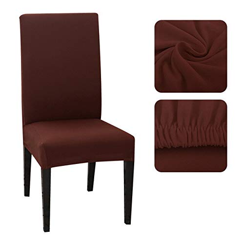 1/2/4/6 pièces Housse de Chaise Couleur Unie Spandex Housses Extensibles Housses de Chaise Blanc pour Salle à Manger Banquet hôtel Cuisine 1 pc café léger Cover