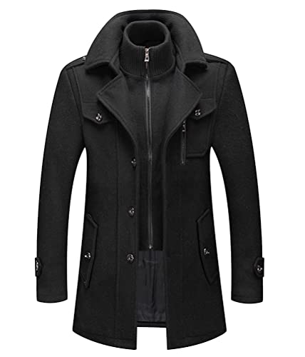 Onsoyours Manteau Homme en Laine Chaud Court Epais Slim Fit Business Hiver Trench-Coat avec Un Col Accessoire Caban Manteau Jacket Duffle-Coats Revers Overcoat...