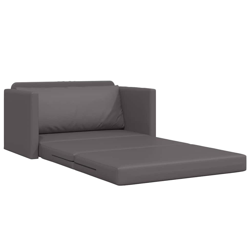 Sofá cama gris de piel sintética, 124 x 71 x 78 cm, moderno sofá plegable con función de sueño, resistente y duradero, para salón, estudio, apartamento, habitación juvenil