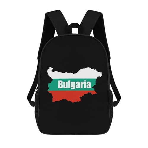 Image of Bulgaria Map Flag 17Inch Lightweight Backpack Travel Daypack Laptop Backpacks with 1 Main Compartment And Side Pockets