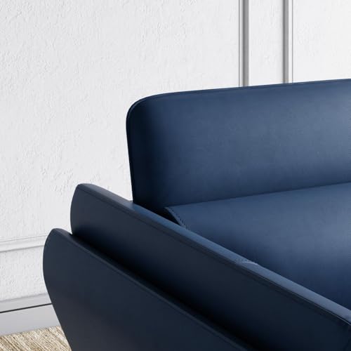 Image of LEGACY OF COMFORT Marcello Faux Leather 2-Seater Sofa - Elegant Seating Solution for Living Rooms, Hotels, and Offices (Blue)