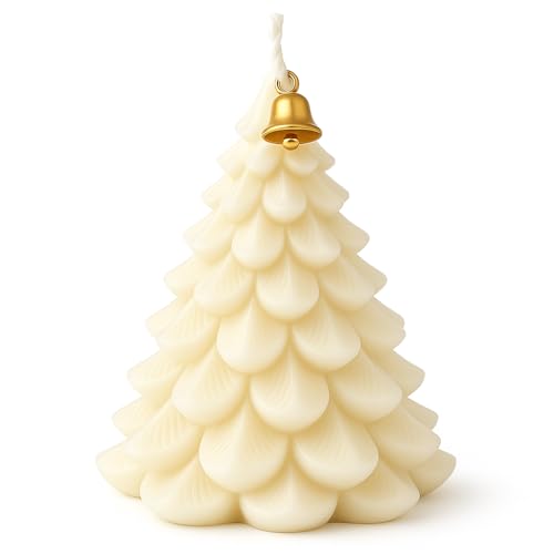 Nexlum Christmas Tree Scented Candle – Handmade Soy Wax Aromatherapy Candle with Gift Box – Smokeless Festive Decoration for Home & Christmas Gifts (White)