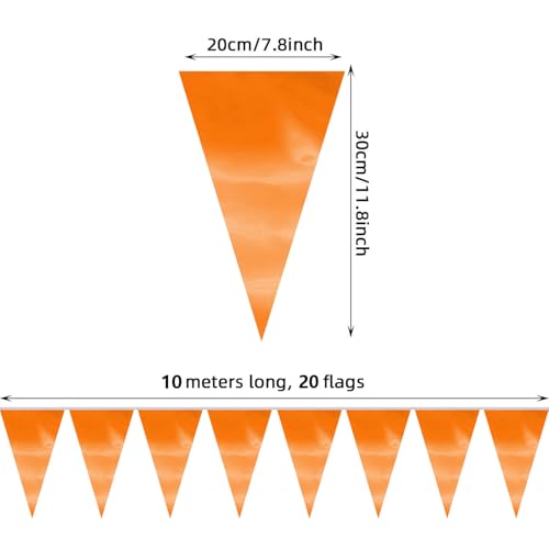 Image of 40M /130FT Macaroon Orange Triangle Pennant Banner Flag Metallic Fabric Bunting Garland for Christmas Graduation Anniversary Birthday Engagement Wedding Anniversary Casino Party Decorations Supplies