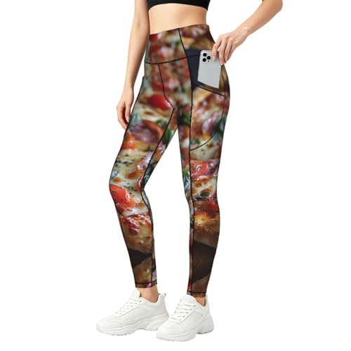 Leggings Tasty Pizza 2 pantalones de yoga con cintura alta y bolsillos prácticos