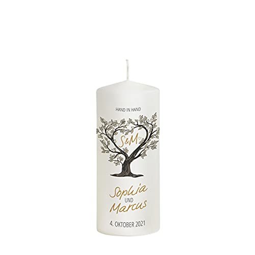Liamoria® Hochzeitskerze Baum in braun mit Namen und Datum - Modell Sophia - 20 x 8 cm - ein perfektes Hochzeitsgeschenk - ein wundervolles Geschenk zur Hochzeitsgeschenk Cover